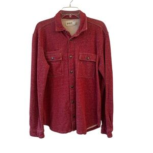 Men's Pact Maroon Organic Cotton Thick Snap Button Down Casual Shirt Large